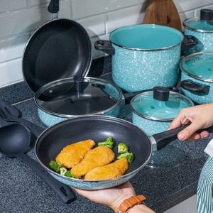 Batería de Cocina 15 pzs Menta Granito Jade