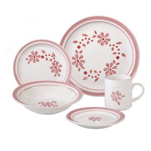 Vajilla para 4 Personas 20 pzs Clásica Gerberina Rosa