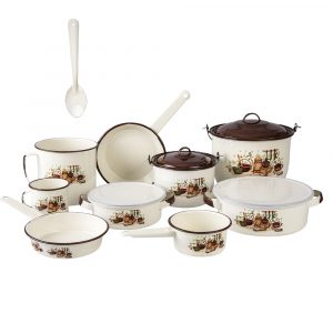 Batería de Cocina 14 pzs Crema Clásica Armonía